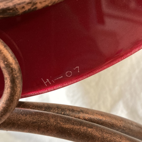 Mark Hines Sculpture Vase Slumped Glass Red Gold. Signed - Picture 11 of 15